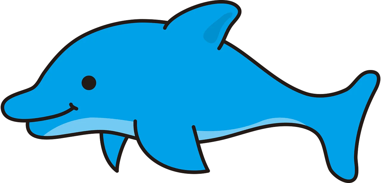 Adorable Playful Blue Cartoon Dolphin Clipart Illustration for Kids