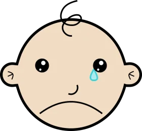 Adorable Sad Baby Face Clipart: Emotional Cartoon Expression of Tears