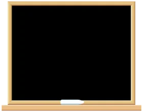 Classic Black Chalkboard Clipart with Wooden Frame and Chalk Tray Illustration