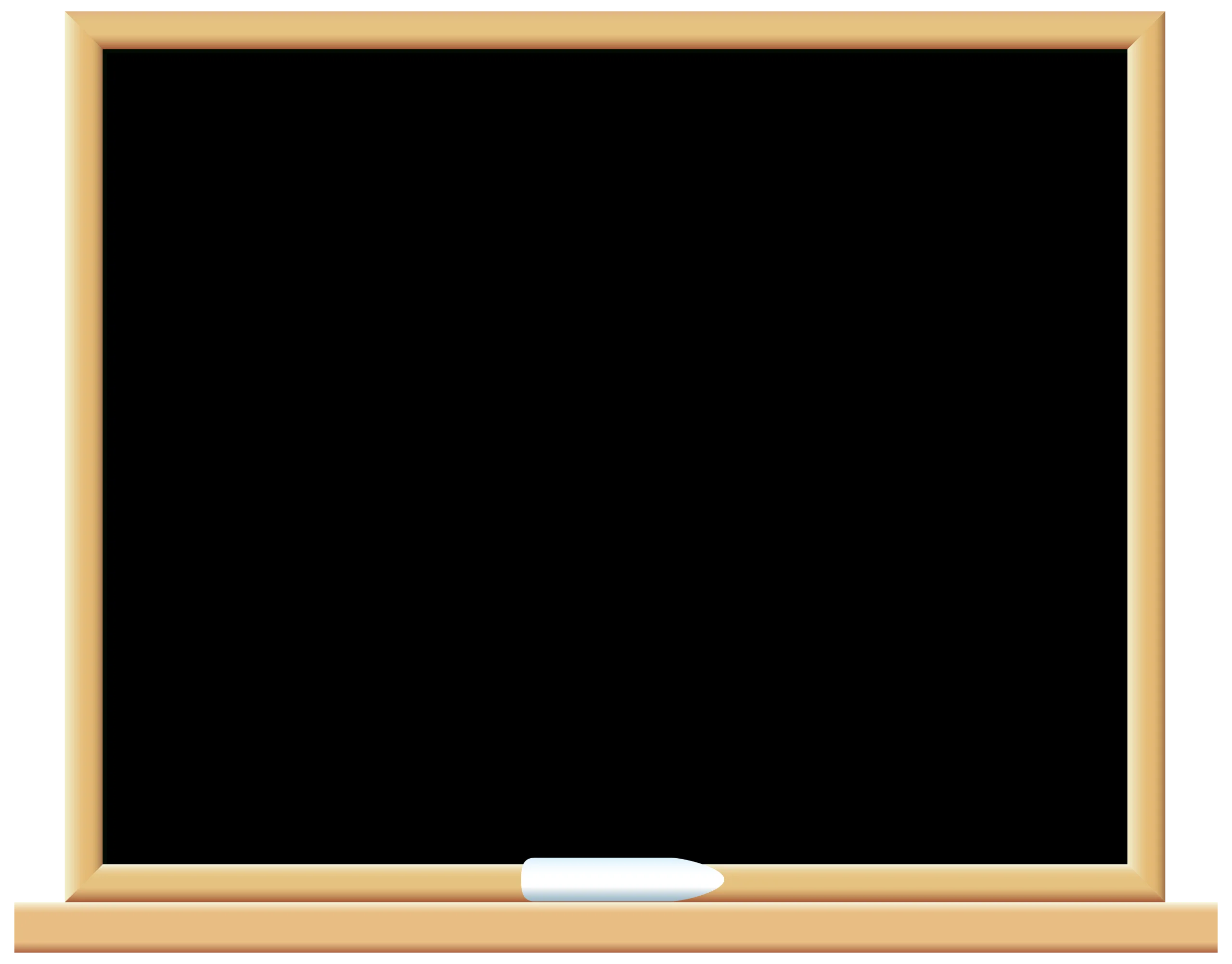 Classic Black Chalkboard Clipart with Wooden Frame and Chalk Tray Illustration
