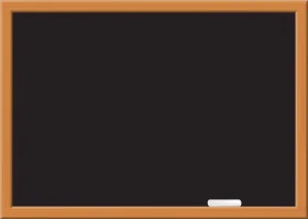 Classic Empty Blank Chalkboard Clipart with Wooden Frame and Chalk Stick