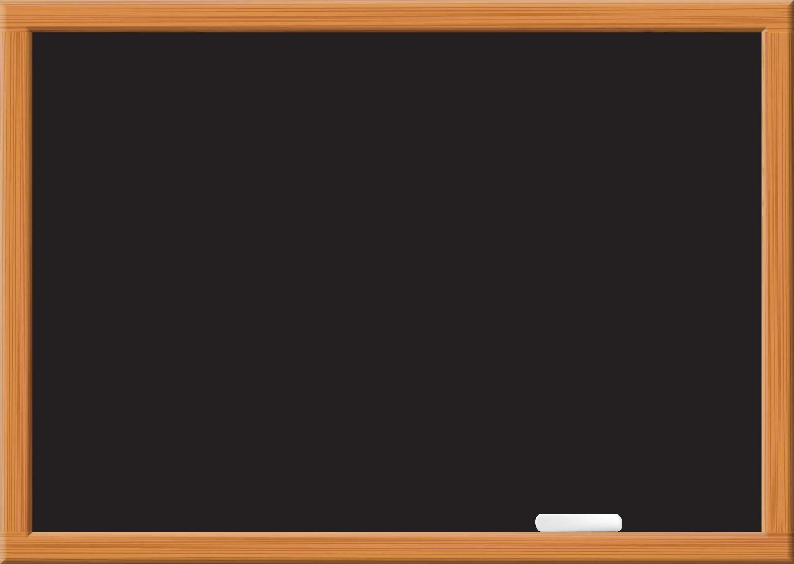Classic Empty Blank Chalkboard Clipart with Wooden Frame and Chalk Stick