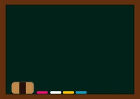 Classic Green Chalkboard Clipart with Colorful Chalk Sticks Illustration