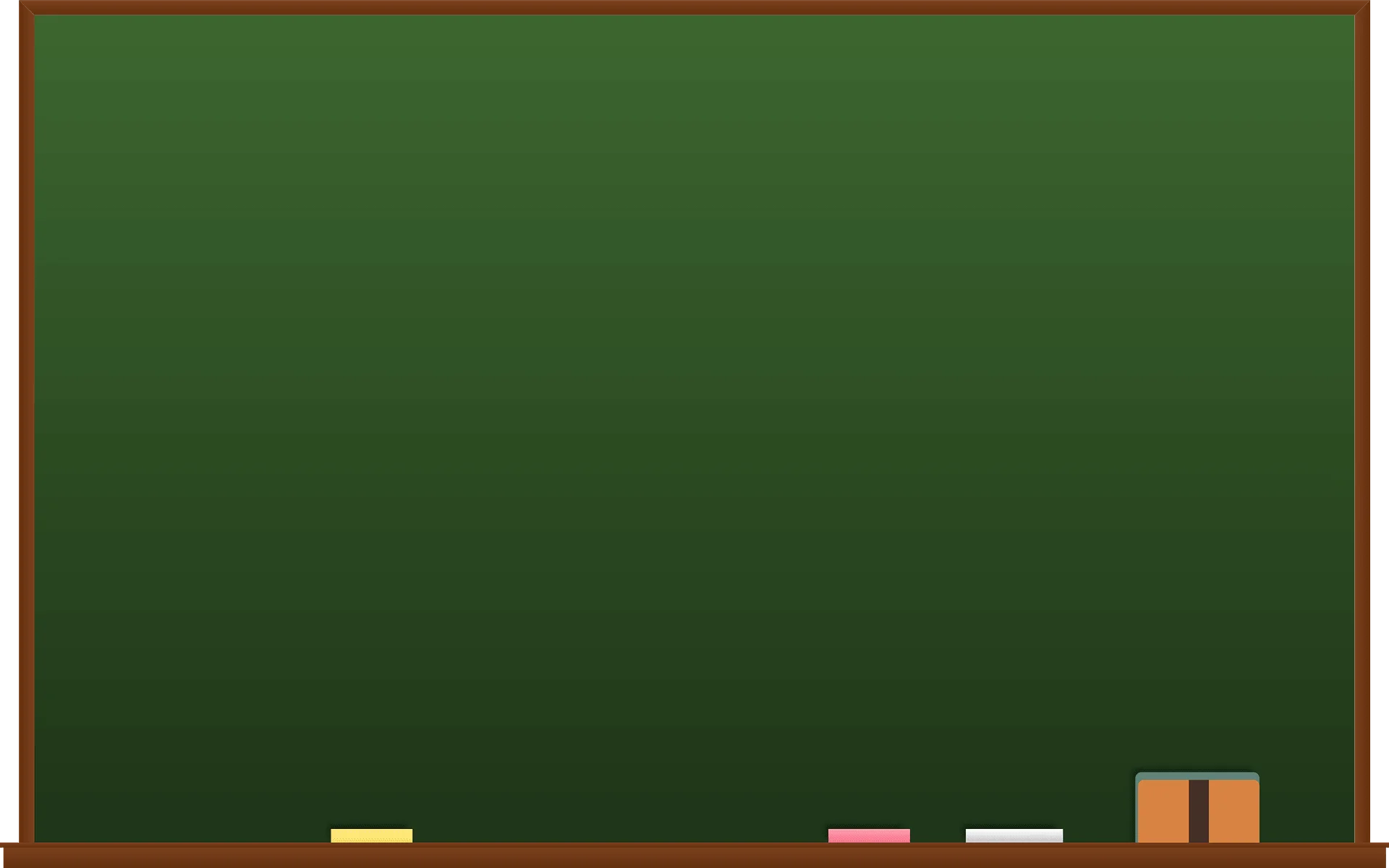 Classic Green Chalkboard Clipart with Wooden Chalk Tray and Eraser