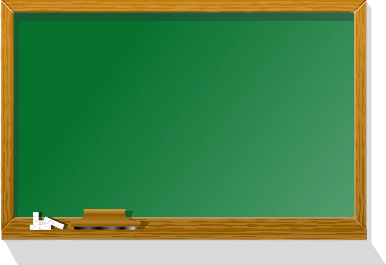 Classic Green Chalkboard Clipart with Wooden Frame and Chalk Tray Illustration