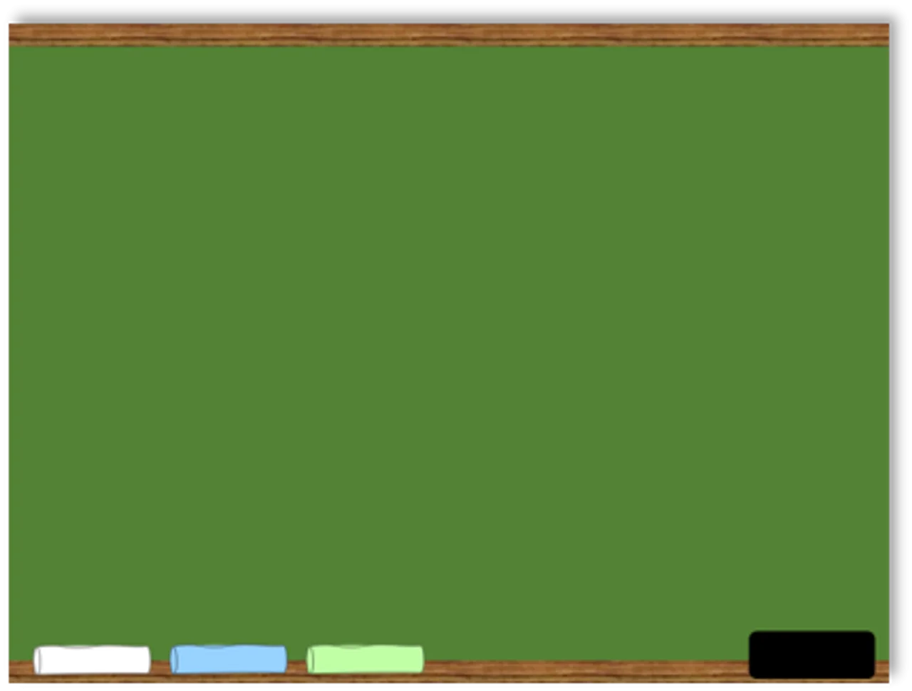 Classic Green Chalkboard Clipart with Wooden Frame and Chalk Tray