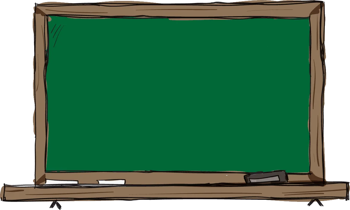 Classic Green Chalkboard Clipart with Wooden Frame and Chalk Tray