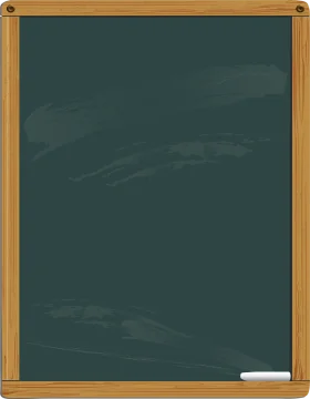 Classic Green Classroom Chalkboard Clipart with Wooden Frame and Chalk Piece