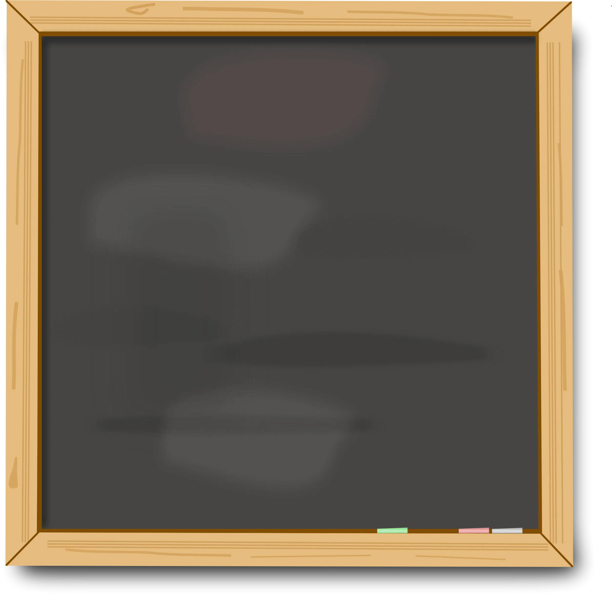 Classic Wooden-Framed Chalkboard Clipart with Soft Chalk Smudges and Texture