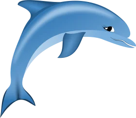 Elegant Azure Dolphin Leaping Gracefully - Charming Marine Clipart Design