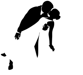 Elegant Silhouette of Romantic Embrace Kissing Clipart Design