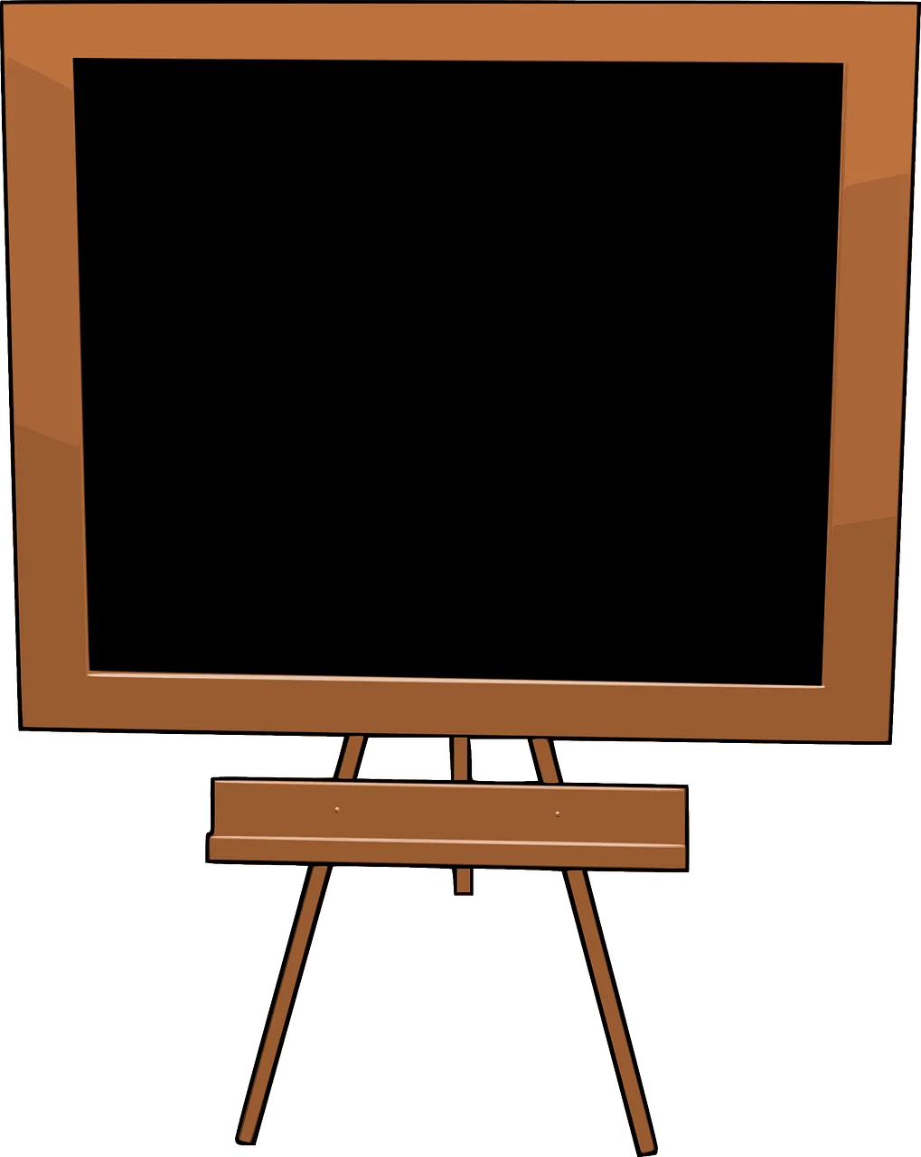 Elegant Wooden Framed Chalkboard Clipart on Classic Tripod Stand