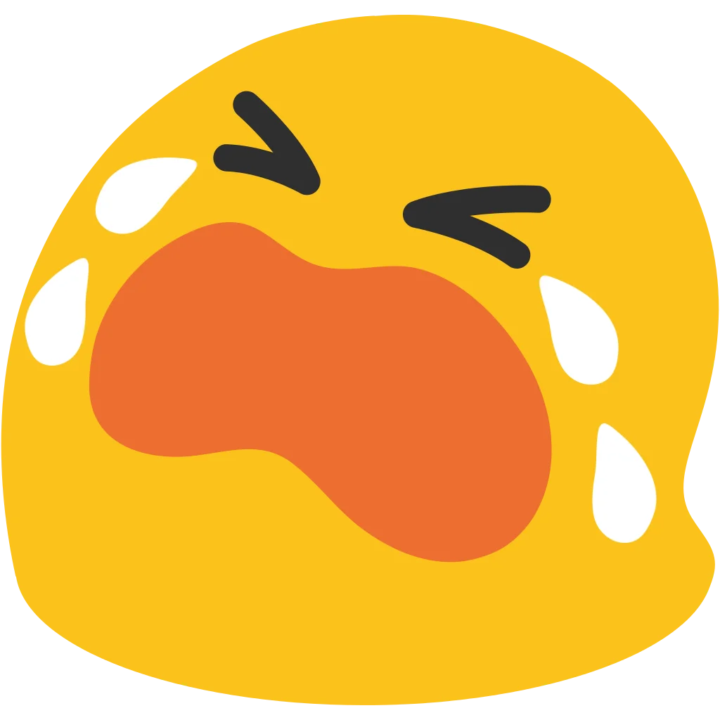 Emotional Blob Emoji Clipart: Intense Teary Yellow Cartoon Expression