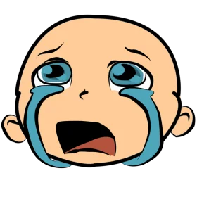 Emotional Cartoon Clipart: Adorable Weeping Character with Tears of Sorrow