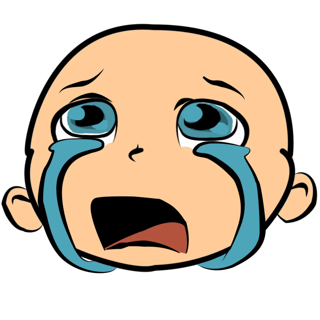 Emotional Cartoon Clipart: Adorable Weeping Character with Tears of Sorrow