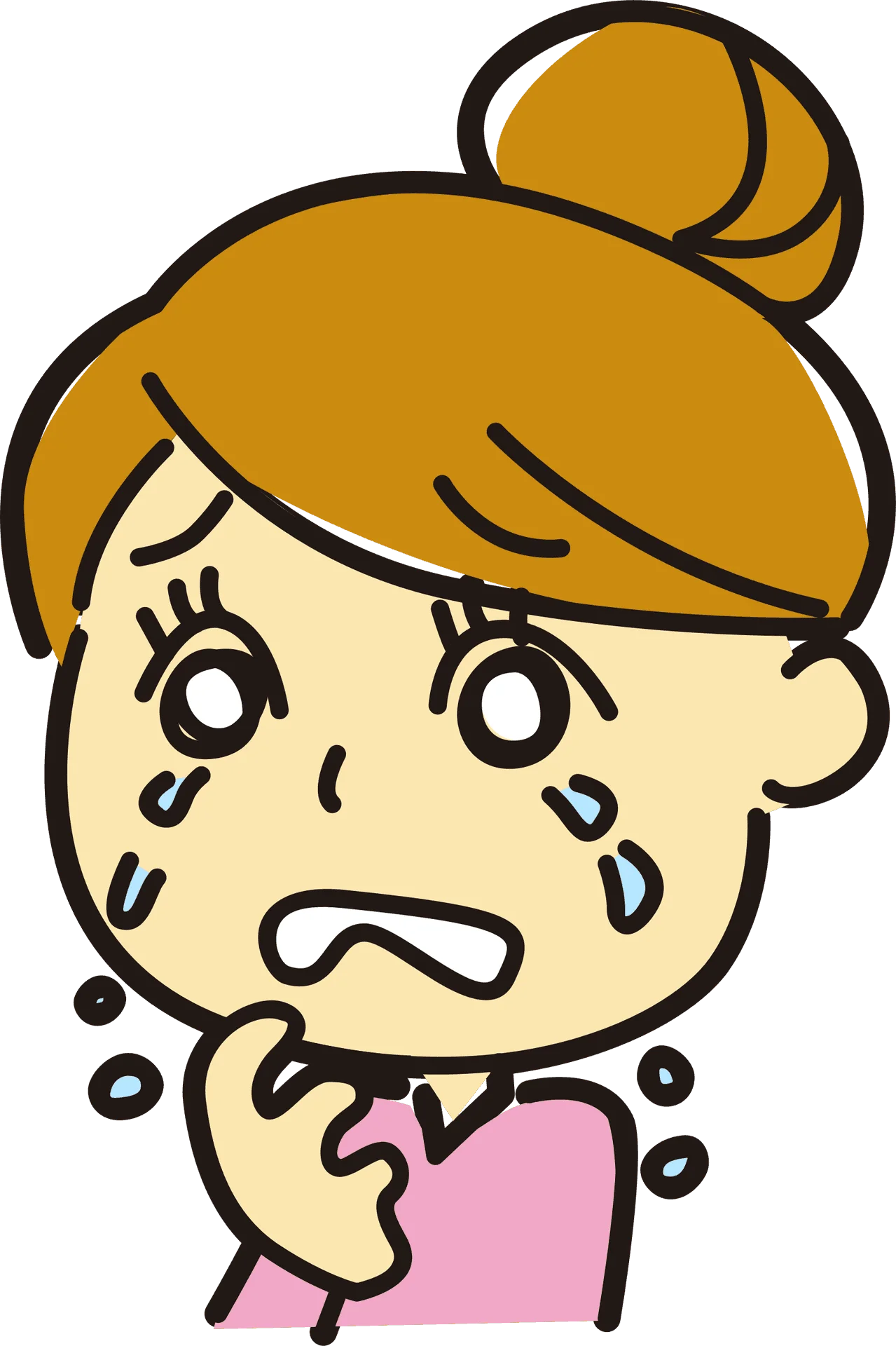 Emotional Cartoon Girl Clipart: Expressing Intense Sadness with Tears
