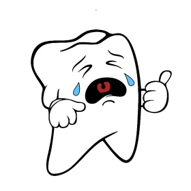 Emotional Cartoon Tooth Clipart: Sad Dental Character Expressing Pain and Distress