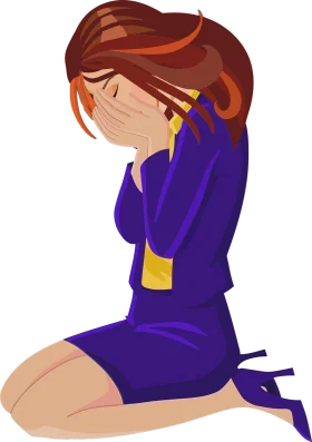 Emotional Distress Clipart: Solitary Figure in Deep Sorrow and Vulnerability