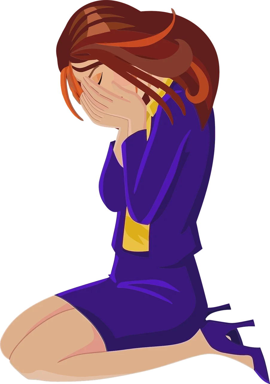 Emotional Distress Clipart: Solitary Figure in Deep Sorrow and Vulnerability