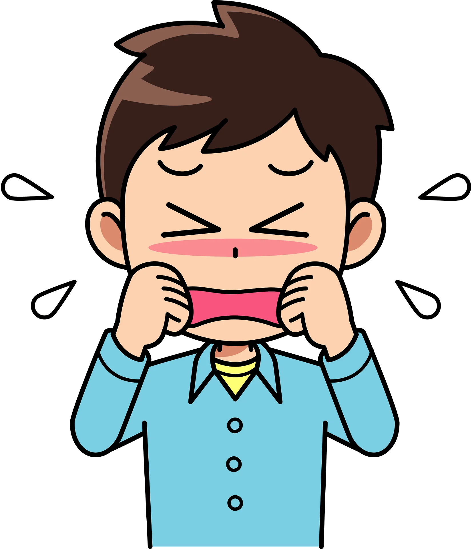 Emotional Distress Clipart: Young Boy Expressing Intense Feelings of Sadness
