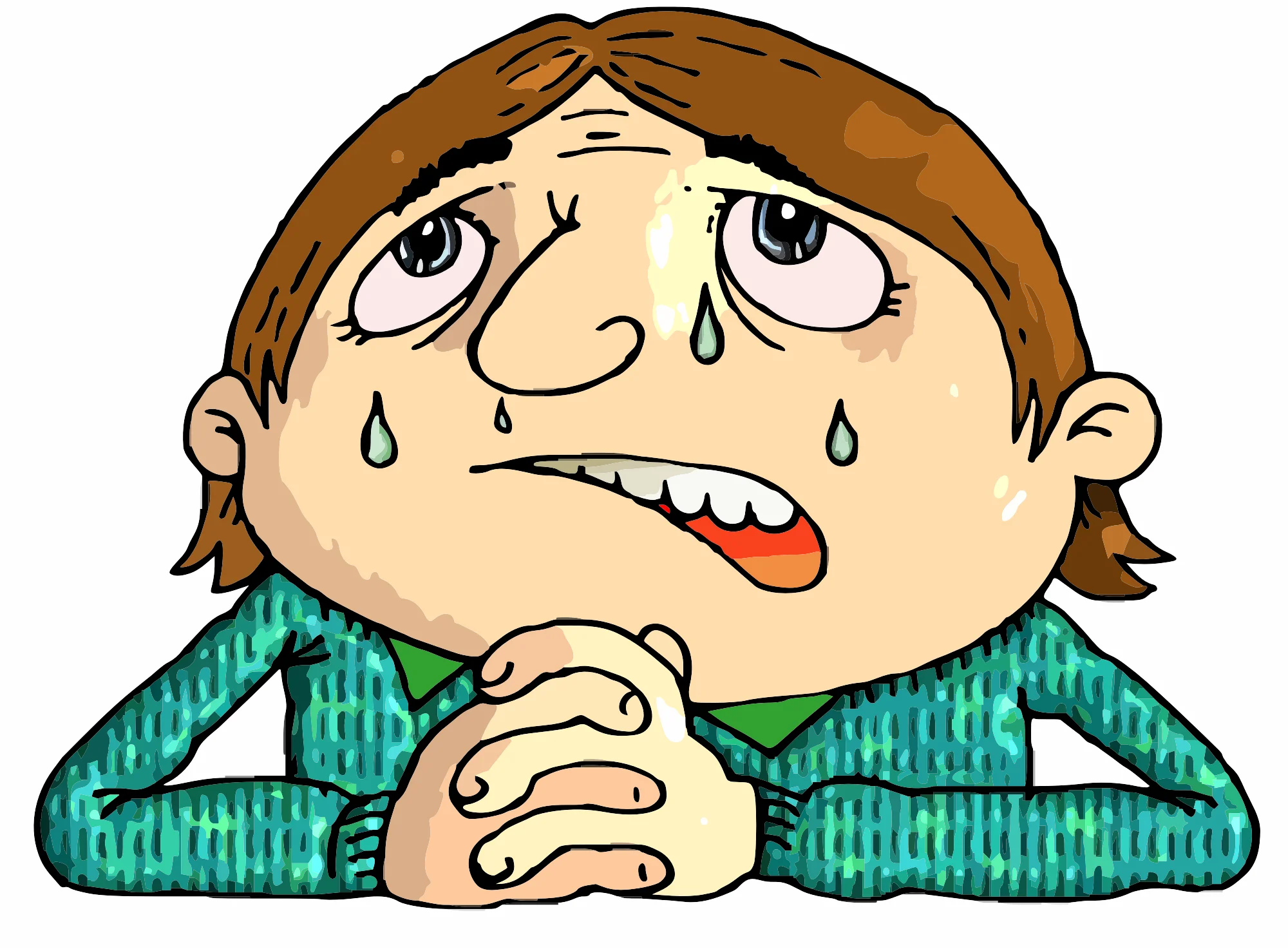 Emotional Distress Illustrated: A Tearful Cartoon Clipart Representation of Sorrow