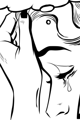 Emotional Monochrome Minimalist Crying Silhouette Clipart Design