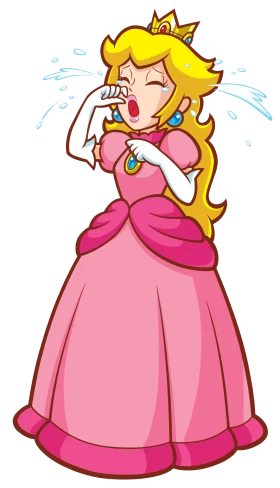 Emotional Princess Peach in Pink Dress Shedding Tears Cartoon Clipart Illustration