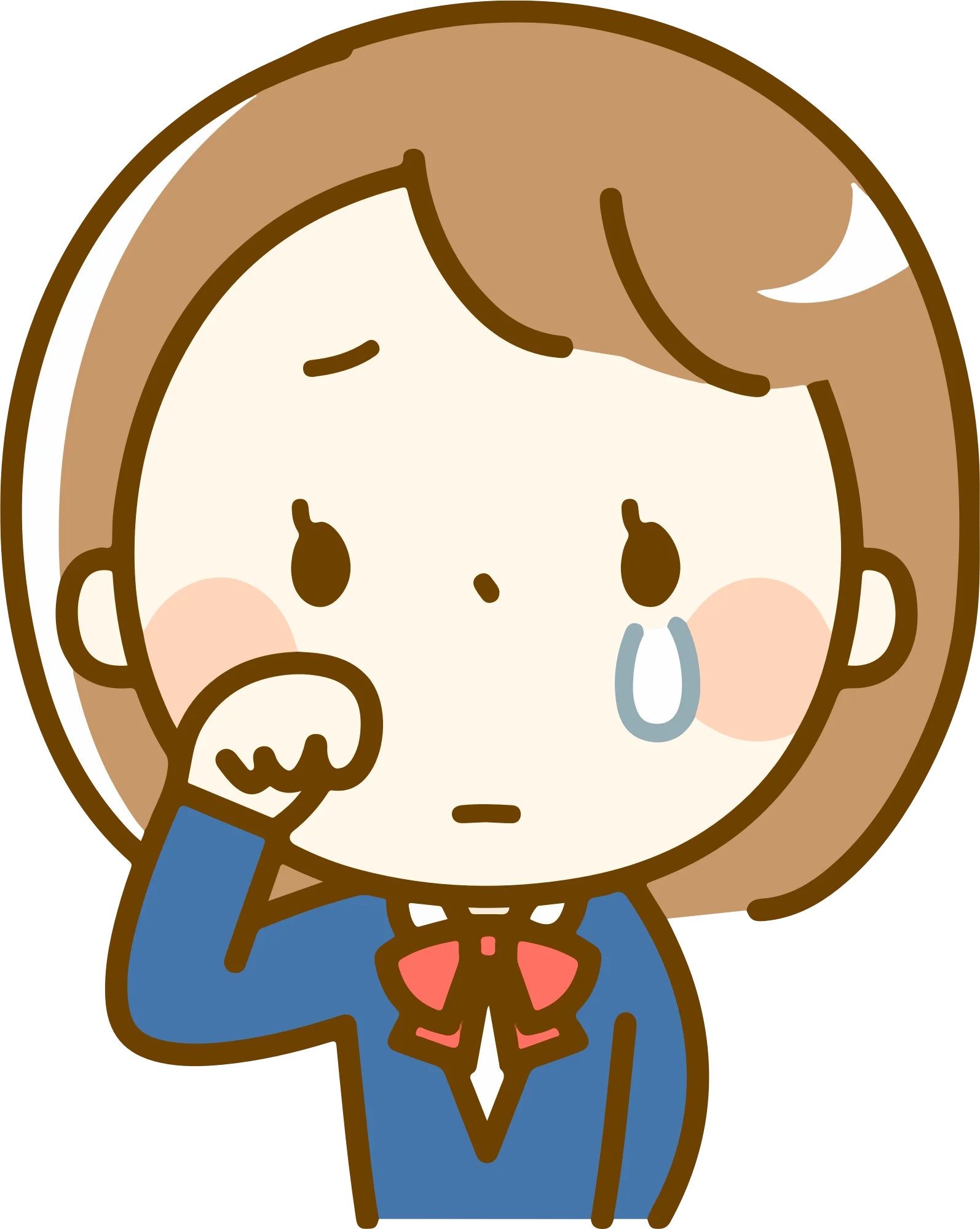 Emotional School Girl Clipart: Heartfelt Expression of Sadness and Vulnerability