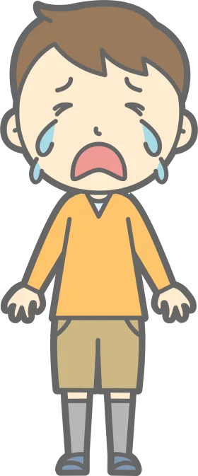 Emotional Young Character Shedding Tears: A Heartfelt Cartoon Clipart Illustration