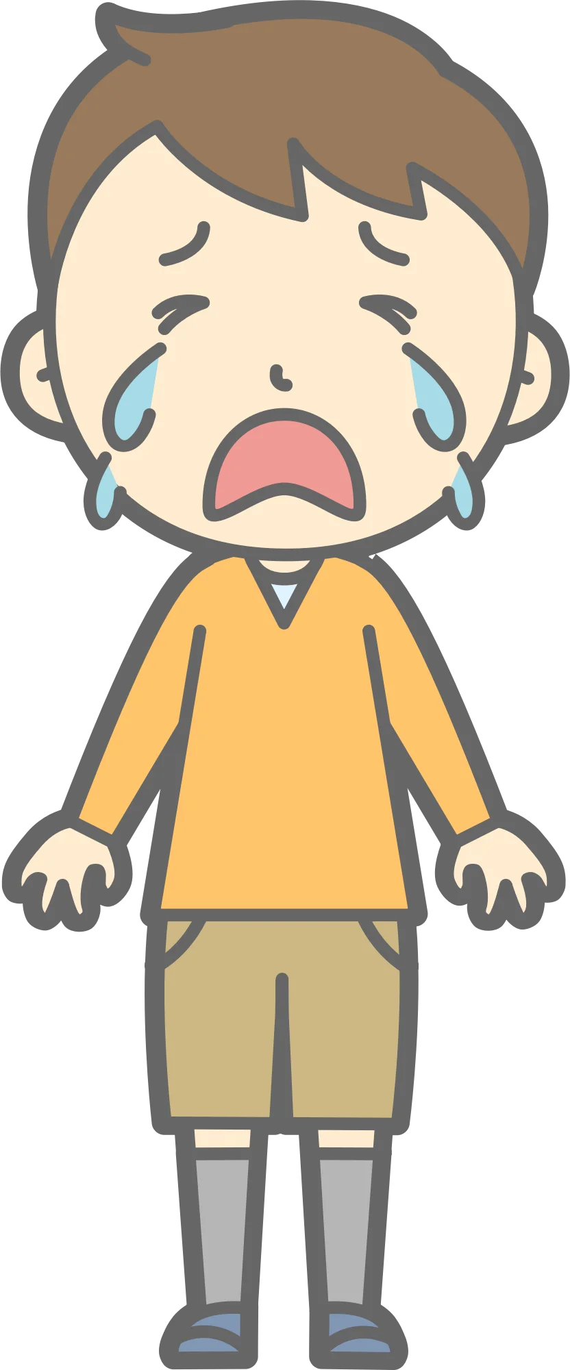 Emotional Young Character Shedding Tears: A Heartfelt Cartoon Clipart Illustration