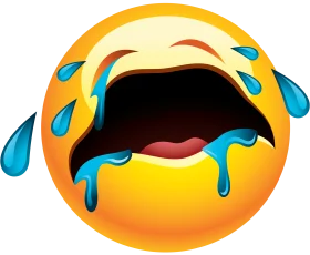 Exaggerated Emotional Tearful Emoji Clipart with Dramatic Facial Expression