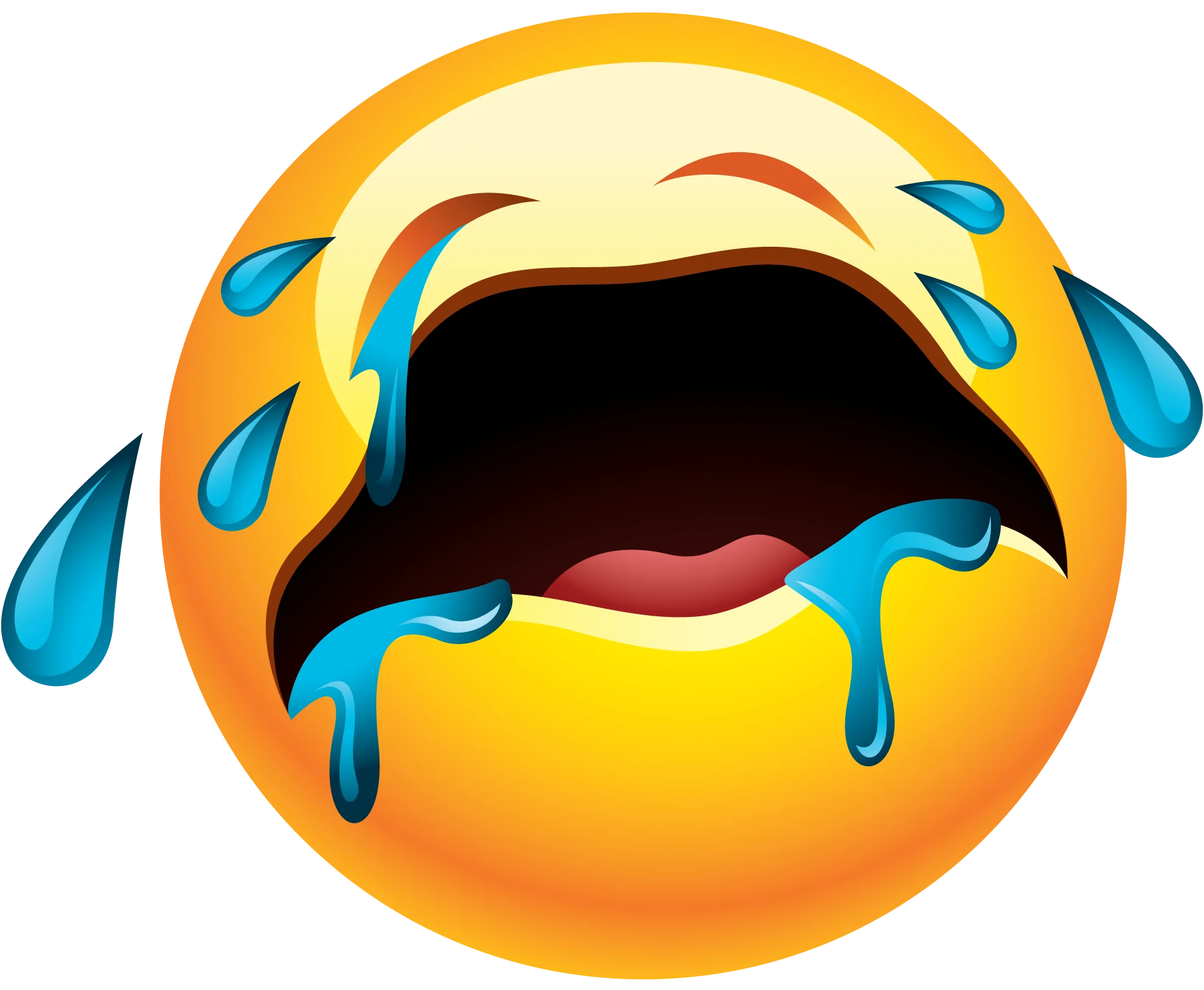 Exaggerated Emotional Tearful Emoji Clipart with Dramatic Facial Expression