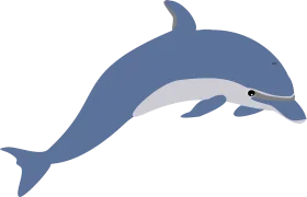Graceful Blue and White Dolphin Leaping Clipart Illustration Design