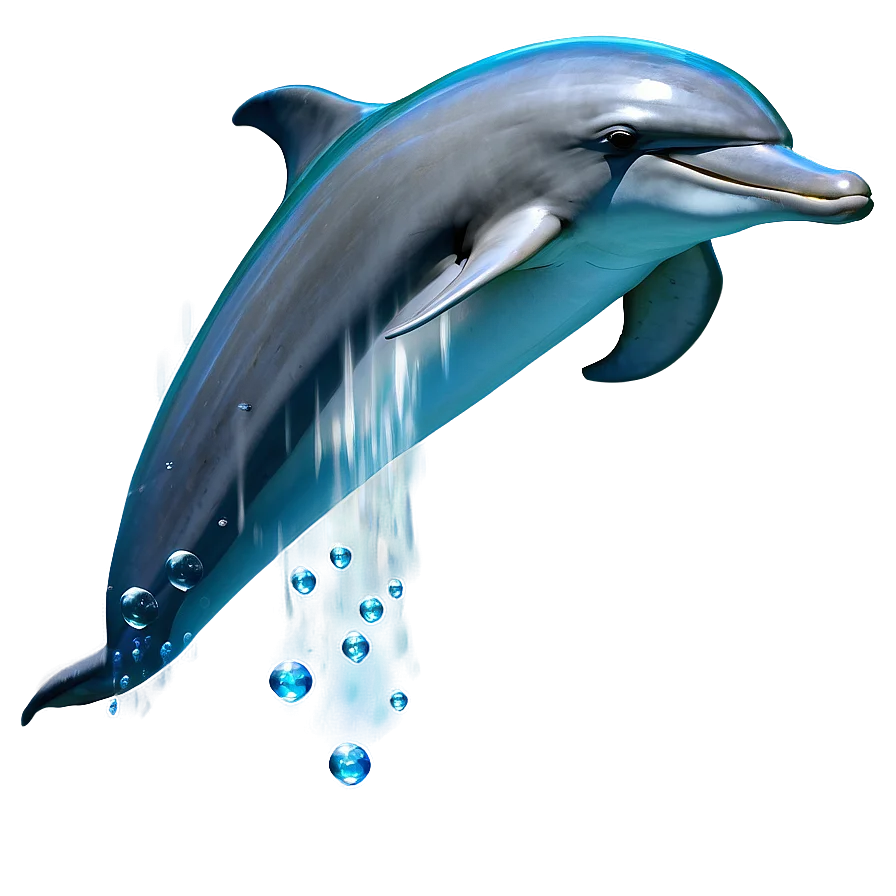 Leaping Dolphin Clipart with Sparkling Water Droplets and Oceanic Grace