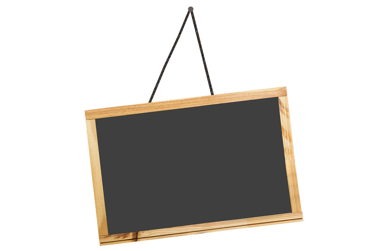 Minimalist Empty Hanging Chalkboard Clipart with Wooden Frame Mockup