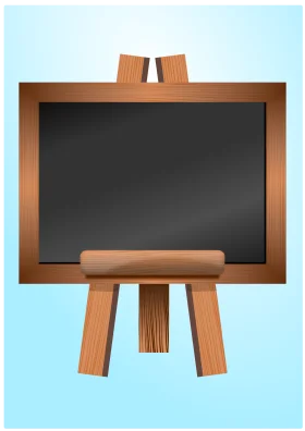 Minimalist Wooden Easel Chalkboard Clipart with Rustic Wooden Frame