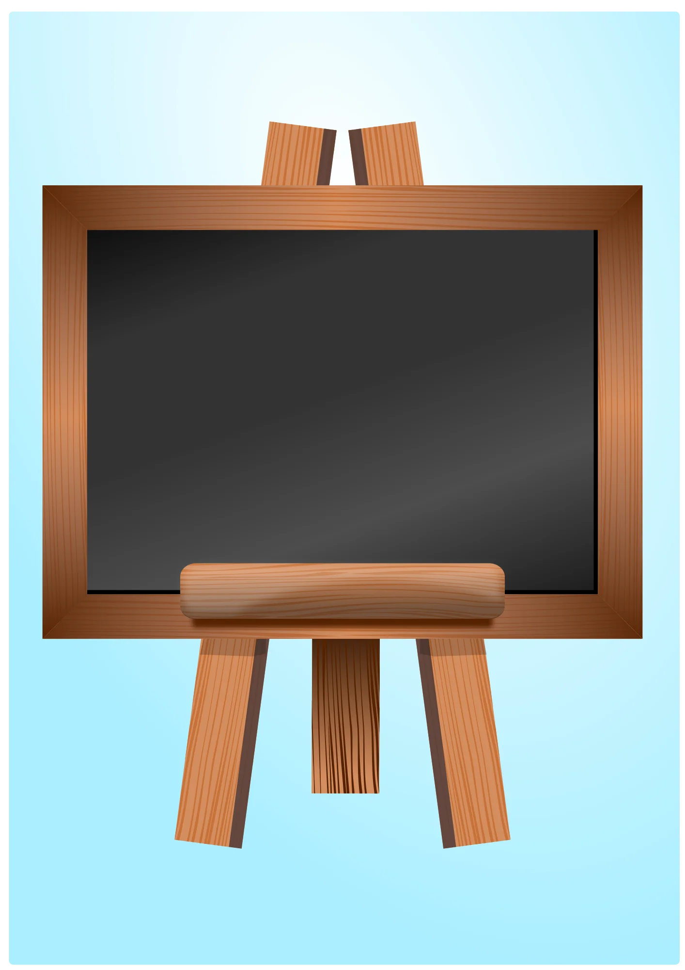 Minimalist Wooden Easel Chalkboard Clipart with Rustic Wooden Frame