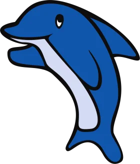 Playful Blue and White Cartoon Dolphin Clipart Swimming with Joy