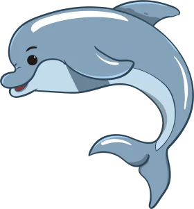 Playful Blue Cartoon Dolphin Clipart Illustration for Kids and Marine Fans