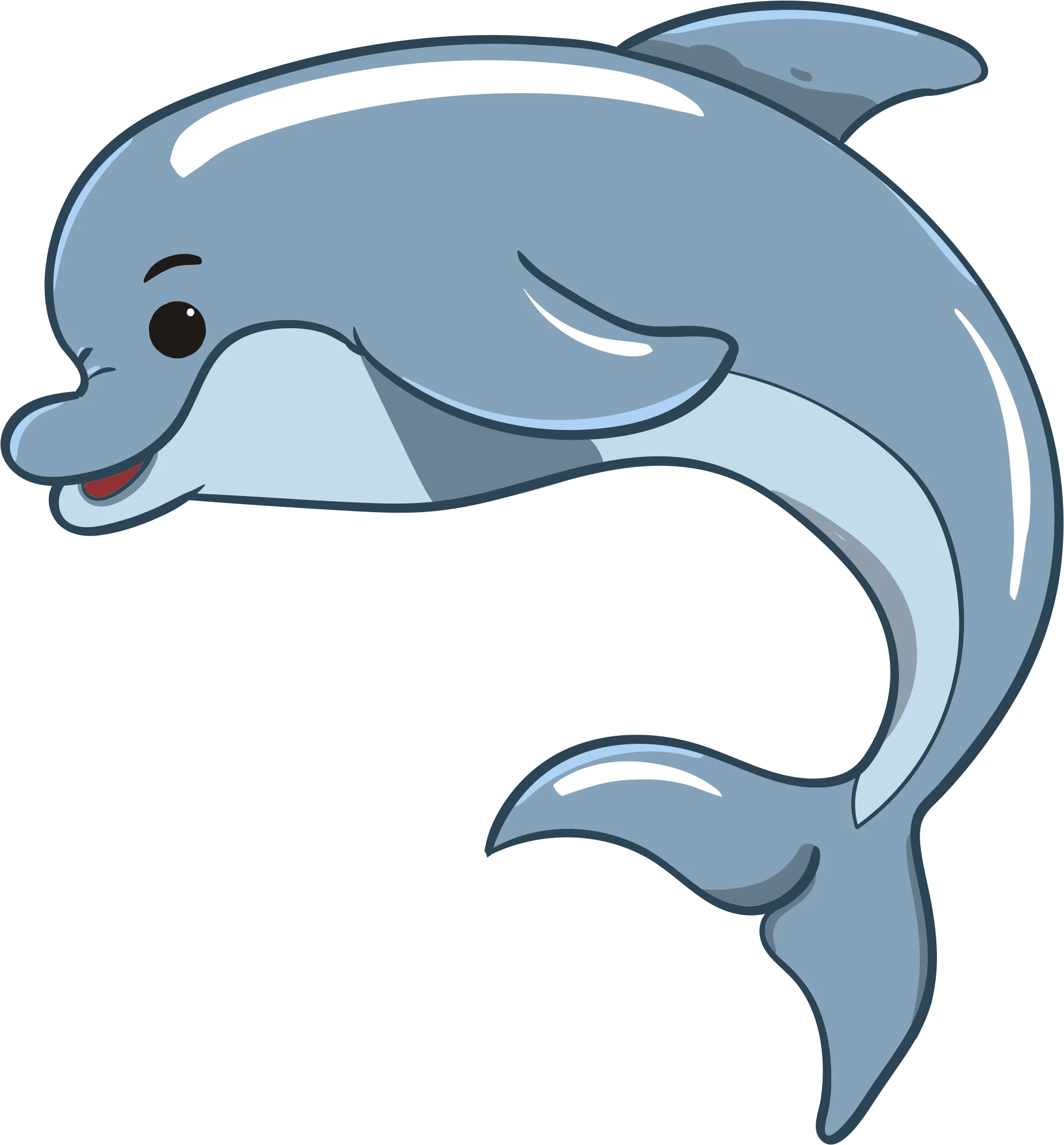 Playful Blue Cartoon Dolphin Clipart Illustration for Kids and Marine Fans
