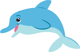 Playful Blue Cartoon Dolphin Clipart Illustration for Kids and Design