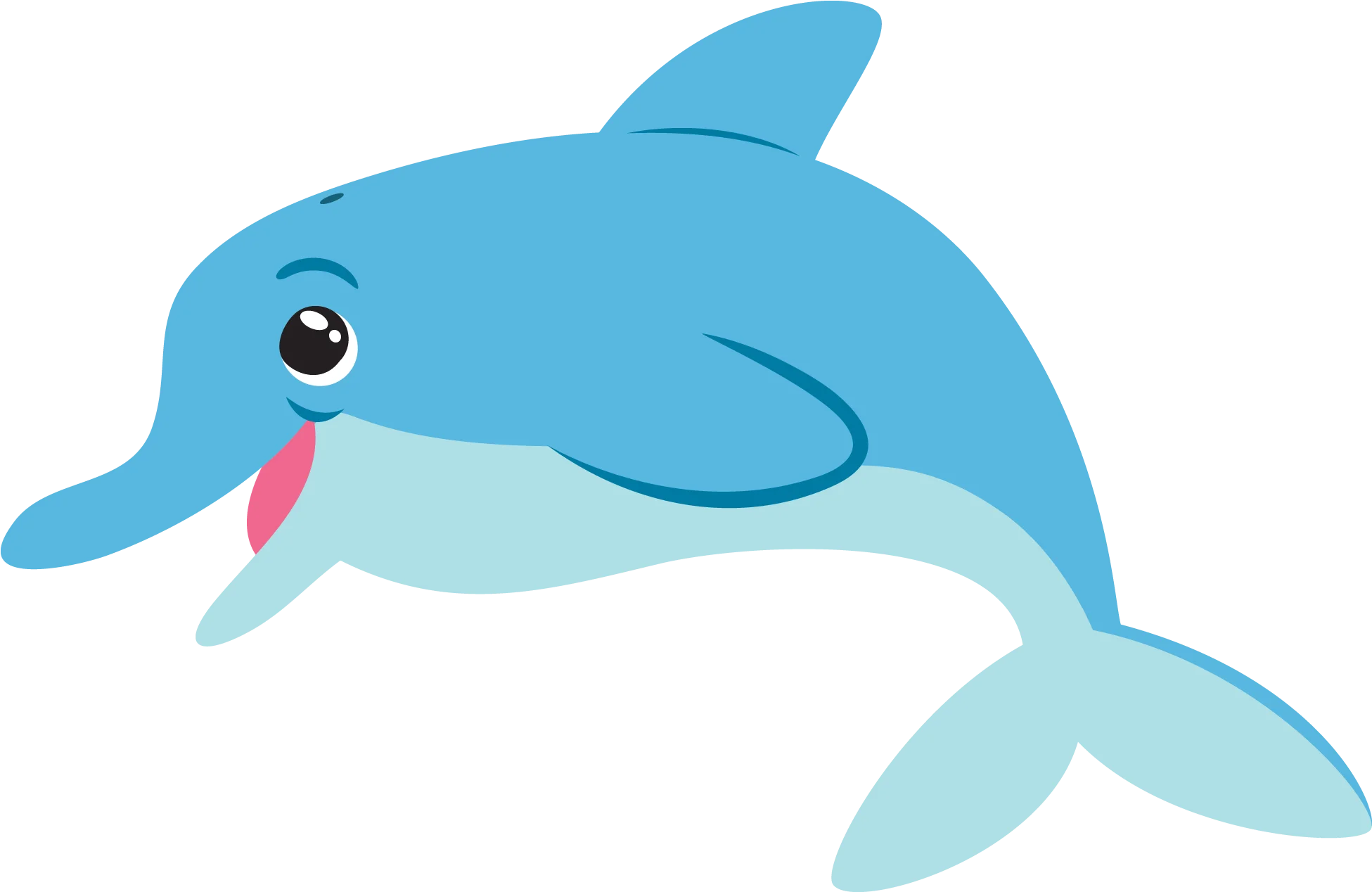 Playful Blue Cartoon Dolphin Clipart Illustration for Kids and Design