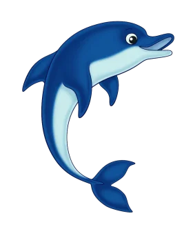 Playful Cartoon Dolphin Clipart: Aquatic Mammal with Cheerful Expression