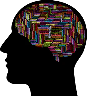 Psychological Mind Map: Diverse Thought Concepts Illustrated in Colorful Brain Clipart