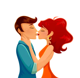 Romantic Embrace: A Tender Moment of Love and Affection Clipart Illustration