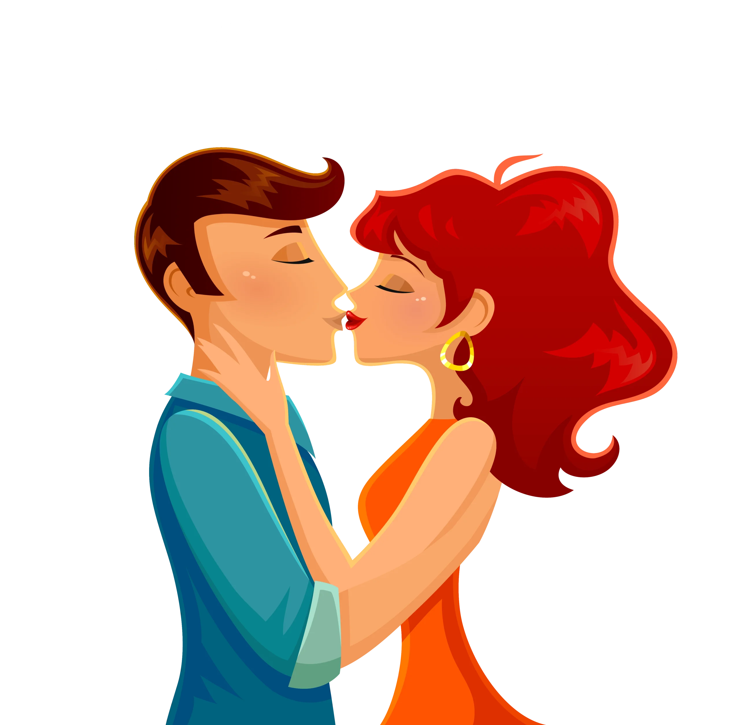 Romantic Embrace: A Tender Moment of Love and Affection Clipart Illustration