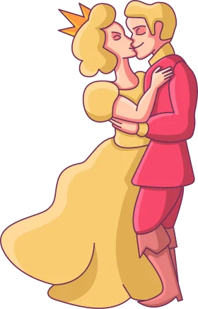 Romantic Embrace: Vintage-Inspired Kissing Clipart of Stylized Lovers
