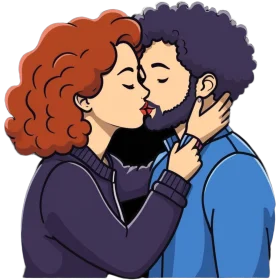 Romantic Moment of Tender Intimacy: Passionate Clipart Illustration of Love