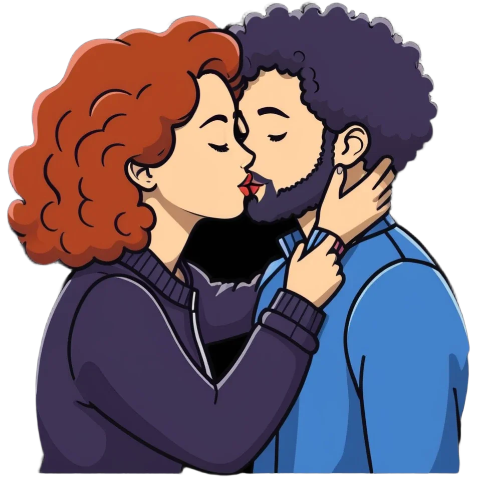 Romantic Moment of Tender Intimacy: Passionate Clipart Illustration of Love
