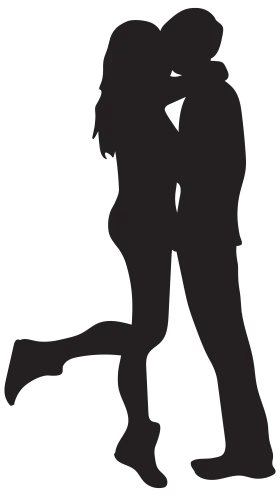 Romantic Silhouette Clipart: Tender Embrace of Love and Intimacy